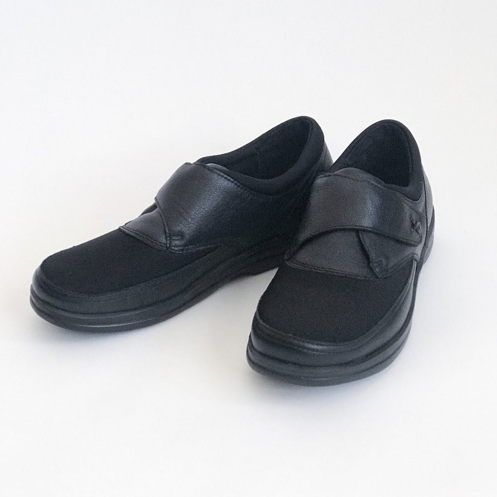 Apex Women's Black Monk Strap Casual Shoe. Style #A720.